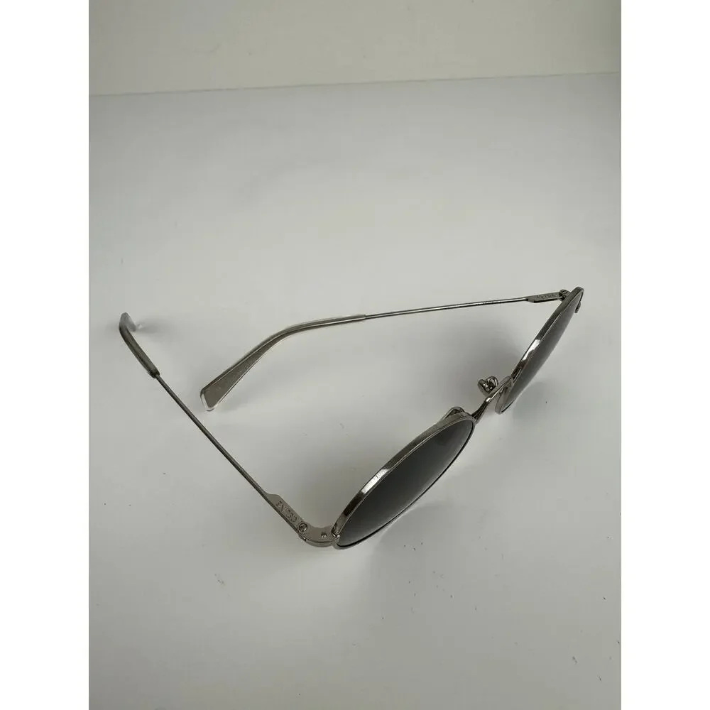 CELINE Unisex Silver Metal Full Frame Dark Gray Lens Polarized Round Sunglasses - Picture 4 of 13